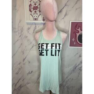 PINK super soft mint "Get Fit Get Lit" Tank top sz M